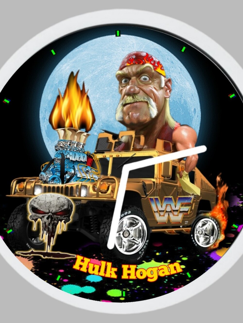 Hulk Hogan Themed Graphic Wall Clock - Black/Yellow